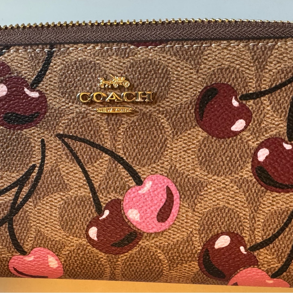 Coach Brown Wallet with Cherry Design